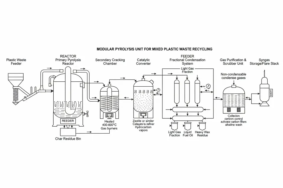 Modular pyrolysis unit processing mixed plastic waste - plascentral.com
