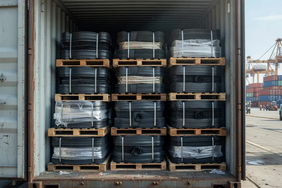 Rubber products loaded for export logistics - plascentral.com