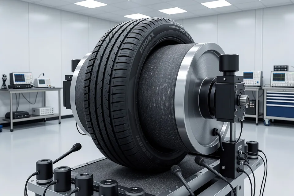 EV tire undergoing wear and noise performance evaluation - plascentral.com