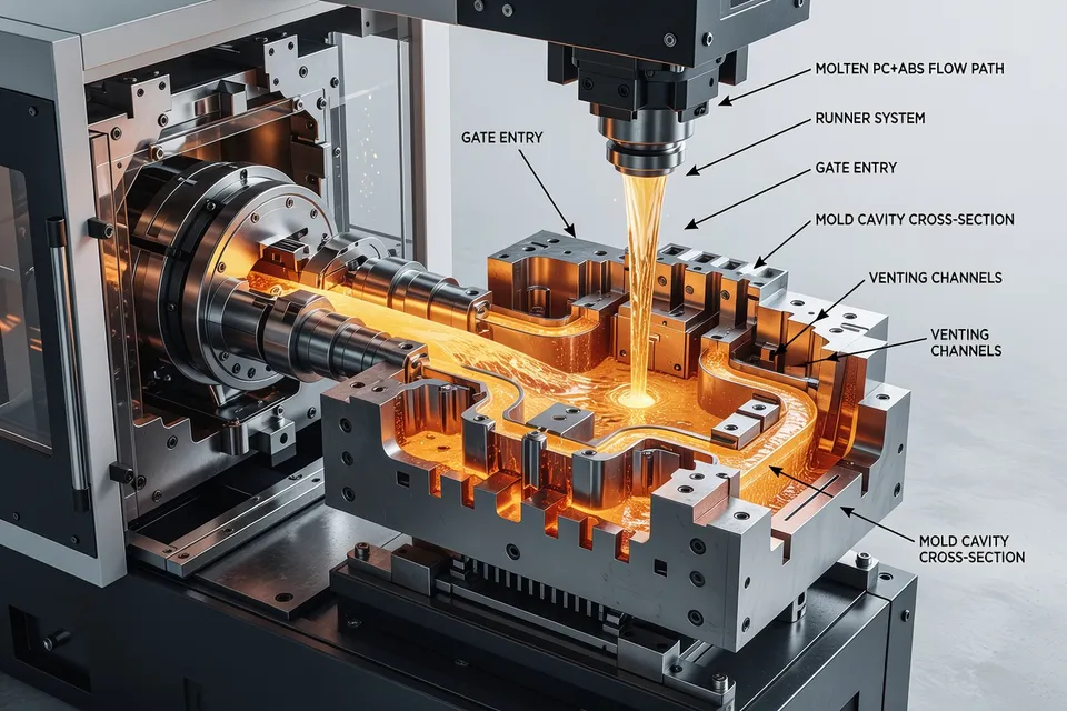 High-speed filling of mold cavity to prevent short shots in PC+ABS - plascentral.com