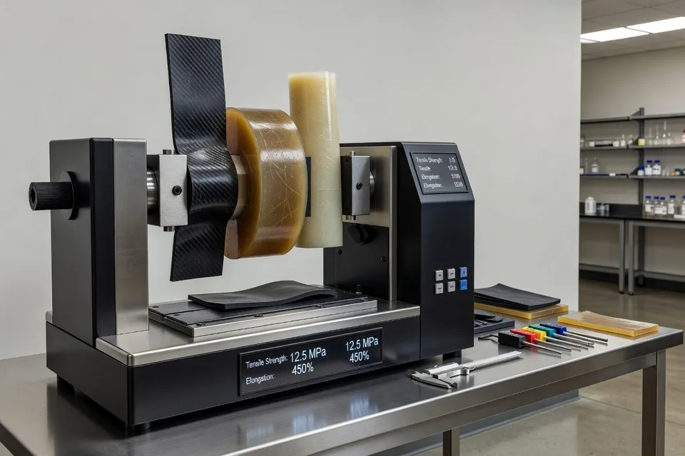 Technicien effectuant un test de qualité sur des produits en caoutchouc - plascentral.com
