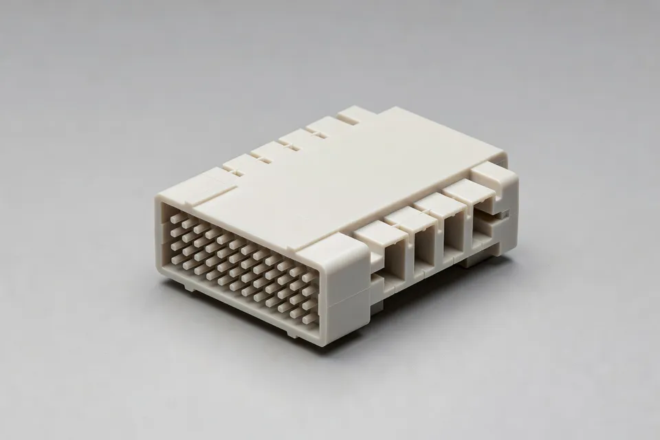 Close-up of a precision molded plastic component - plascentral.com