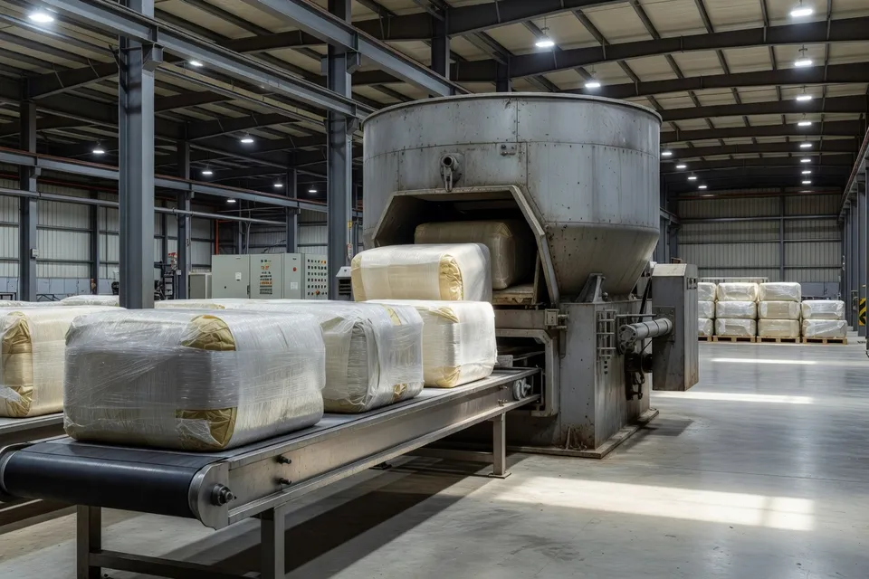 Bales of natural rubber in Qingdao storage facility - plascentral.com