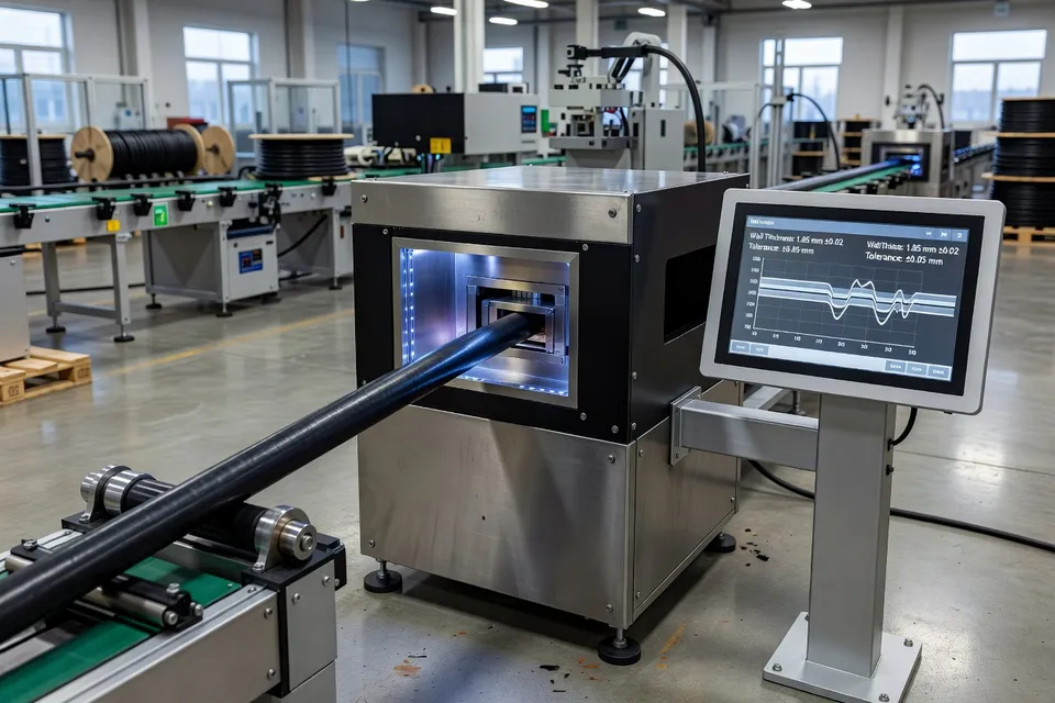 Sensor de rayos X midiendo las dimensiones del cable durante la extrusión - plascentral.com