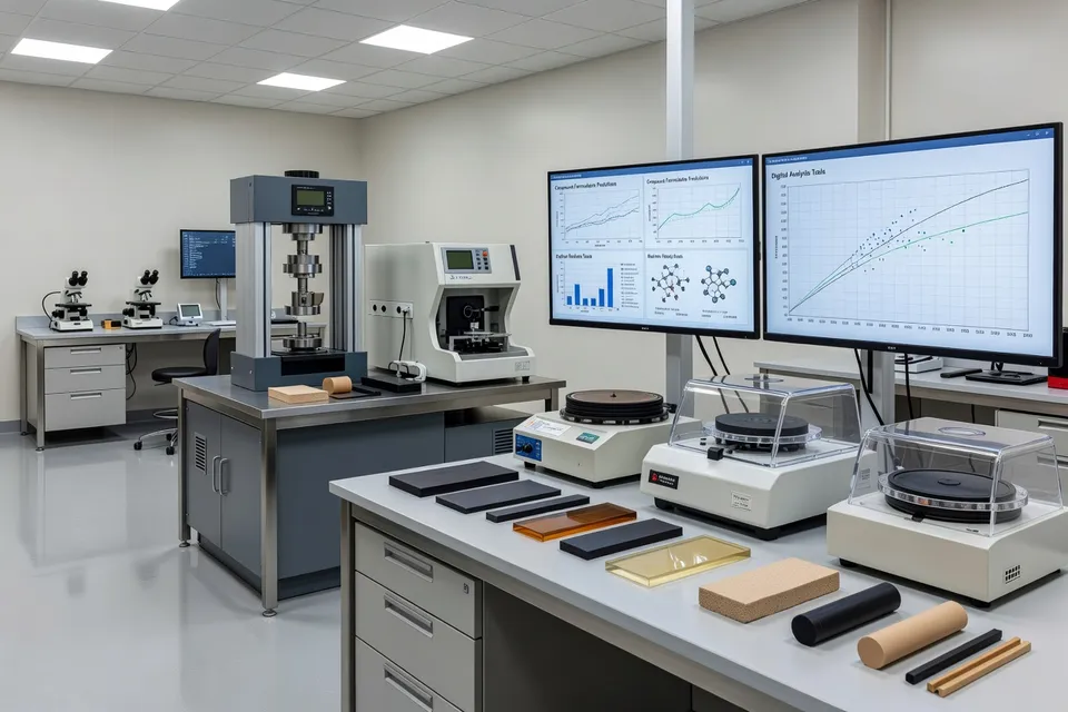 Digital tools analyzing rubber compound predictions in a lab - plascentral.com