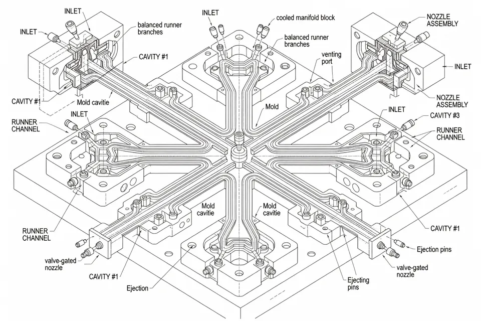 Automated LSR cold runner system balancing multiple cavities - plascentral.com