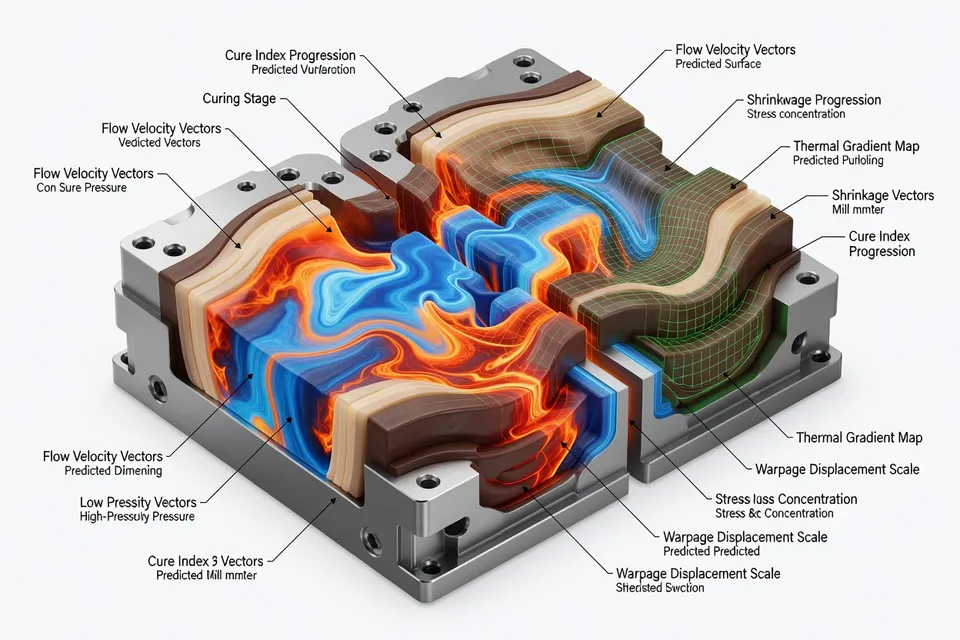 Simulation of flow, curing, and warpage in rubber compression molding - plascentral.com