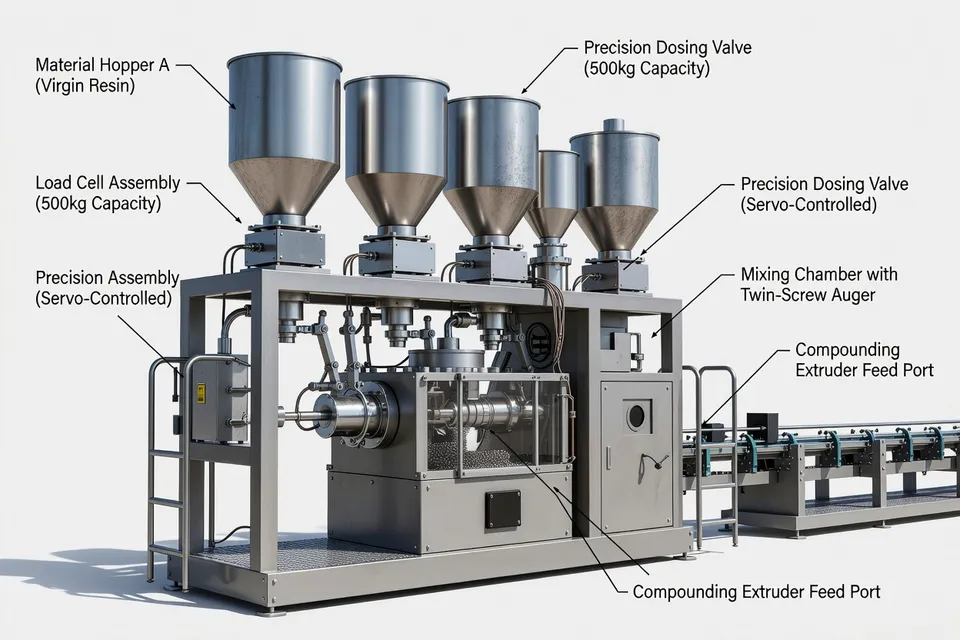 Precision gravimetric blender used in plastics processing plants - plascentral.com