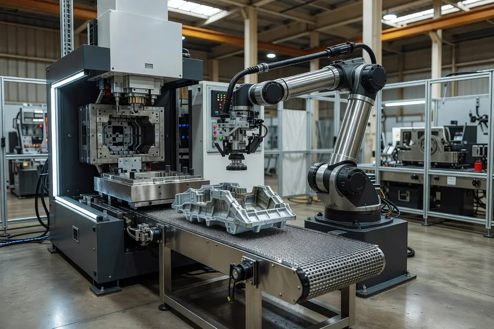 Robotic system integrated with injection molding for part handling - plascentral.com
