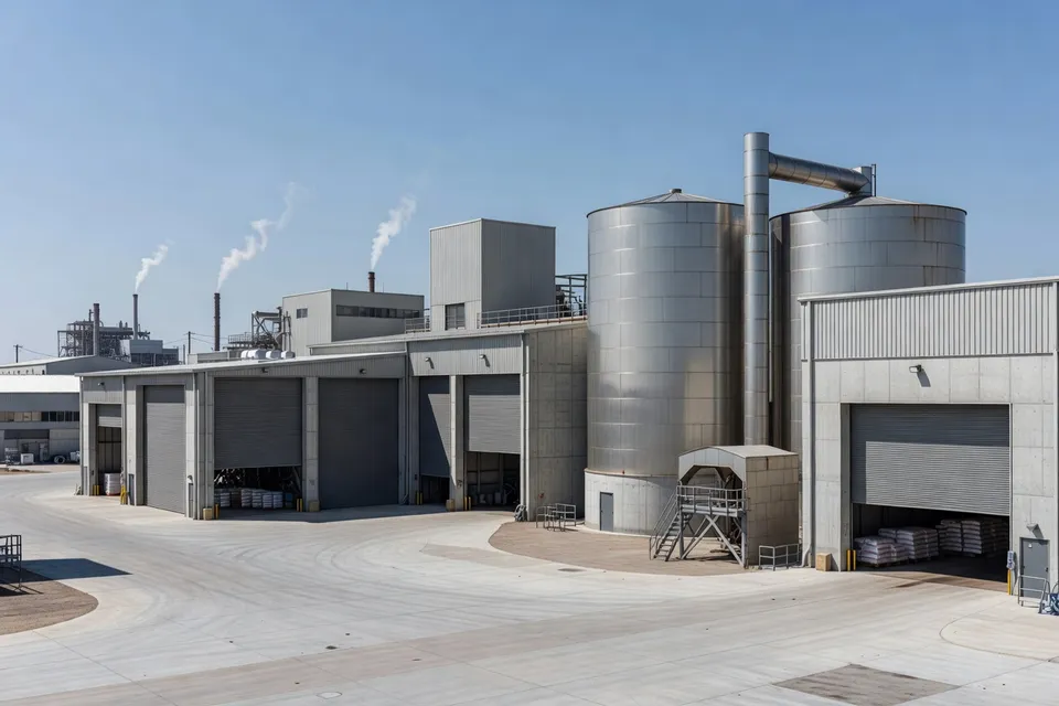 Vue extérieure d'une installation de fabrication de plastiques aux États-Unis - plascentral.com