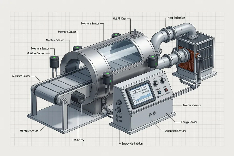AI-controlled rubber dryer adjusting moisture and energy settings - plascentral.com