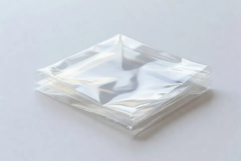 A single sample of monomaterial recyclable packaging film is displayed - plascentral.com