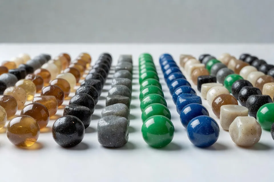 Industry buyers reviewing recycled polymer material samples - plascentral.com