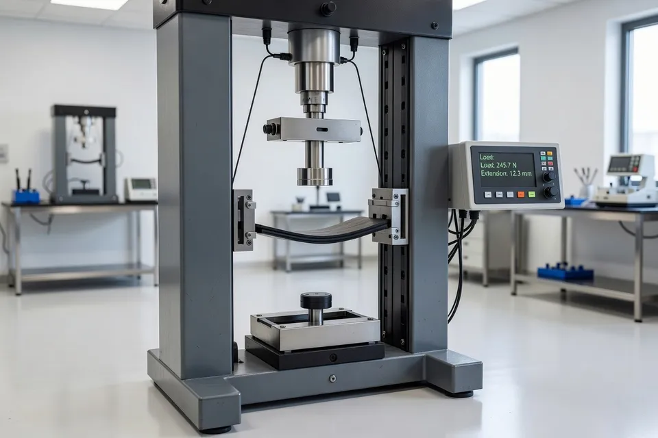 Technicians performing rubber testing in a lab environment - plascentral.com