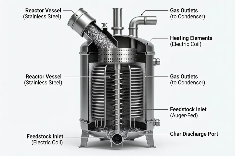 Pyrolysis reactor used in chemical recycling of plastics - plascentral.com