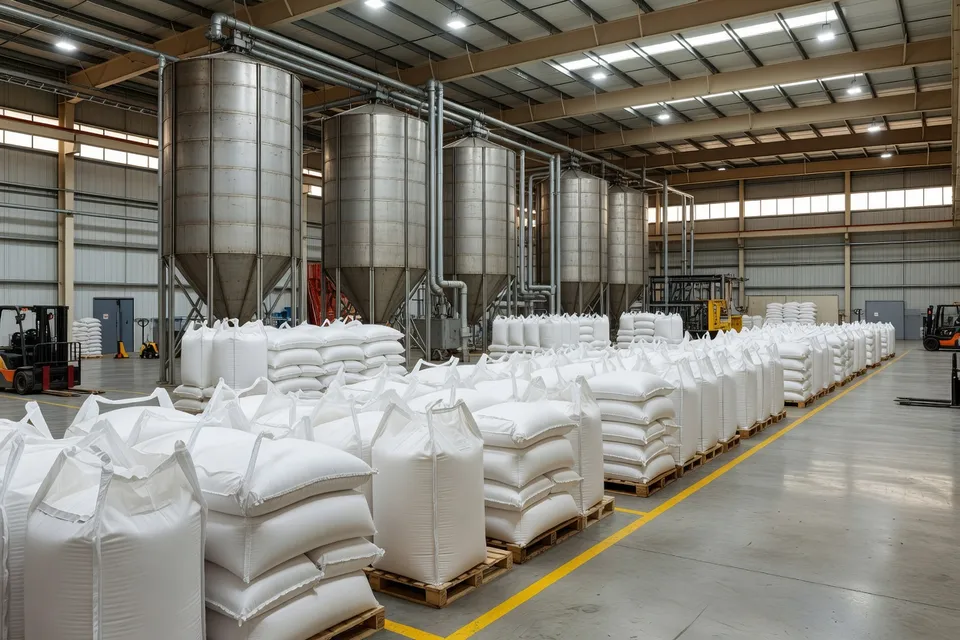 Storage facility holding plastic resin pellets for regional distribution - plascentral.com