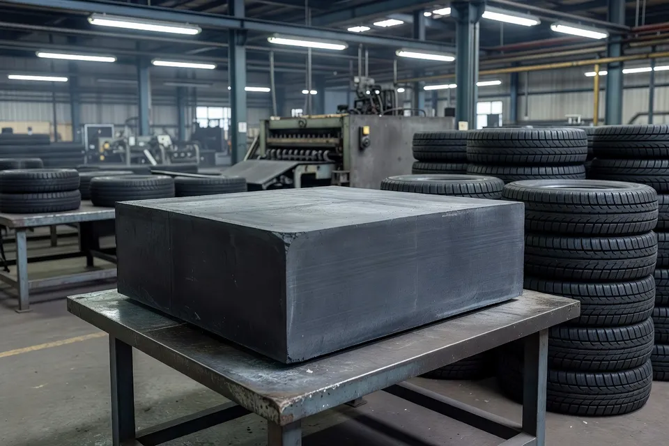 Sample of synthetic rubber produced for tire manufacturing - plascentral.com