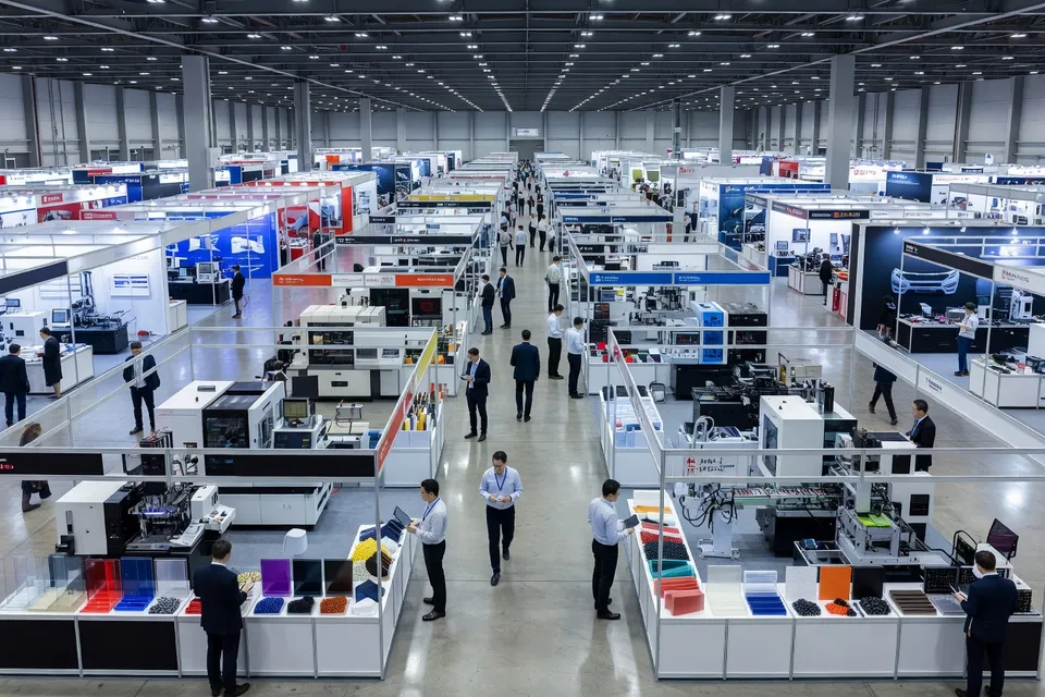 Crowded exhibition hall at CHINAPLAS in Shanghai - plascentral.com