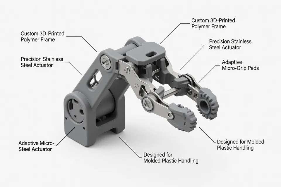 Pince imprimée en 3D adaptée pour composants en plastique moulé - plascentral.com