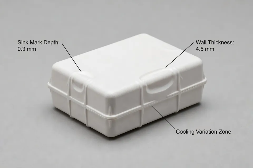 Molded plastic part exhibiting sink marks from process variation - plascentral.com