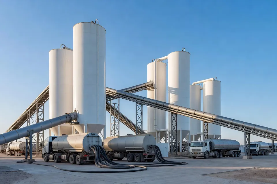 Pellets de resina almacenados en silos industriales a la espera de distribución - plascentral.com