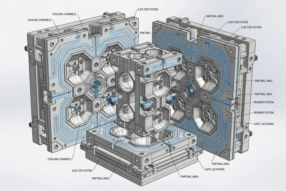 3D CAD model of complex injection mold in Siemens NX - plascentral.com