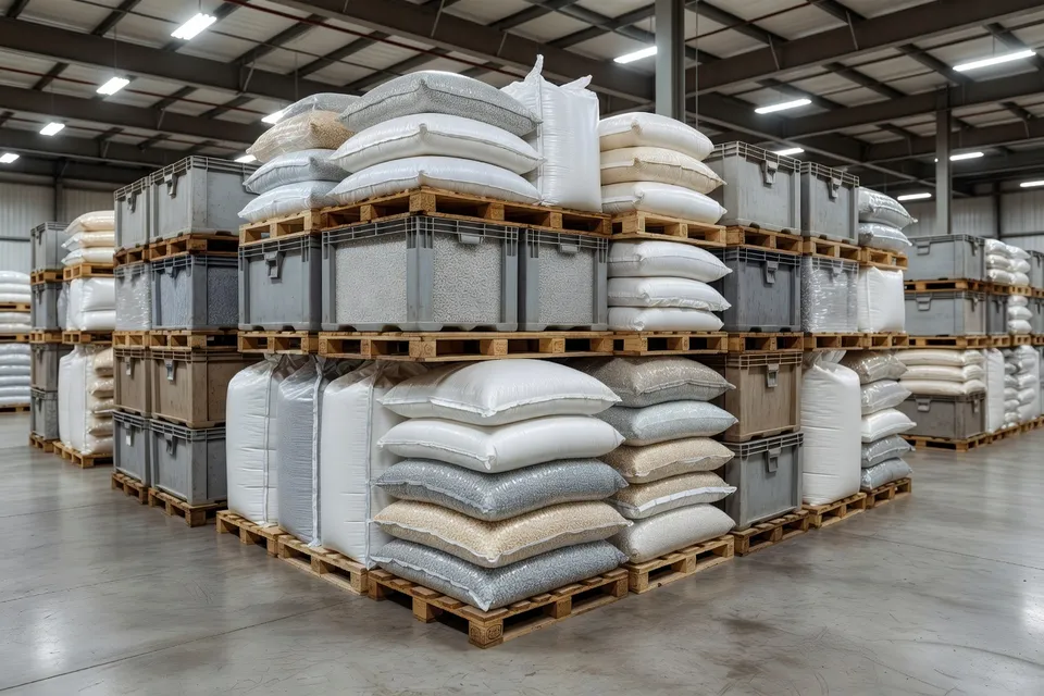 Plastic resin inventory stored in a regional distribution center - plascentral.com