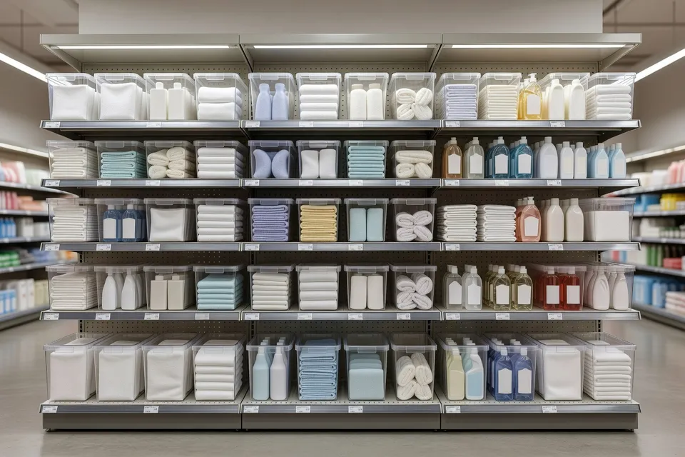 Retail shelves stocked with everyday plastic-packaged consumer products - plascentral.com