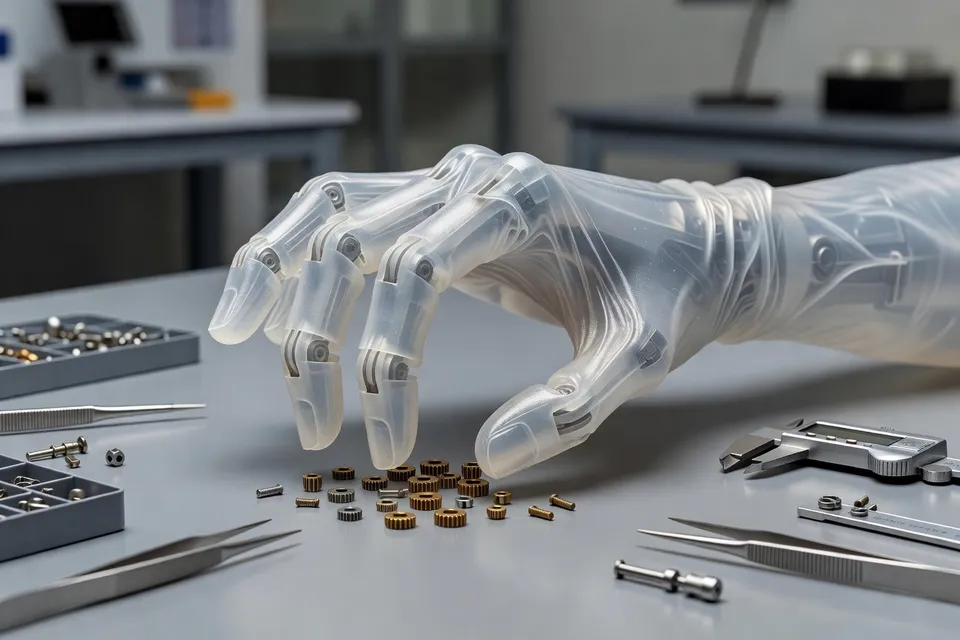 AI-optimized 3D-printed soft robotic hand in action - plascentral.com